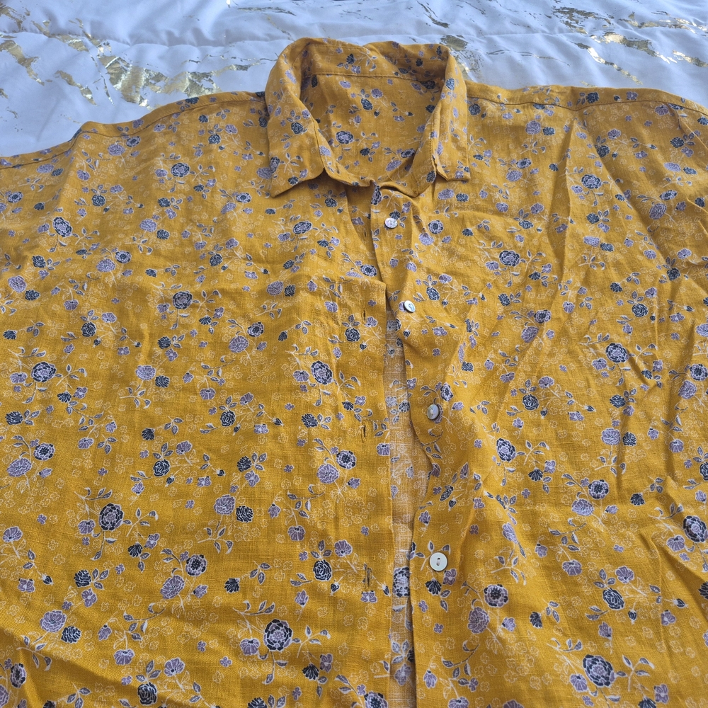 Men's Floral Mustard Shirt